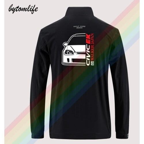 Honda Civic EK Walker Japan Slim Sport Jacket Windbreaker Zipper Thin Jacket Mens Casual Back Printing Jacket Asian Size