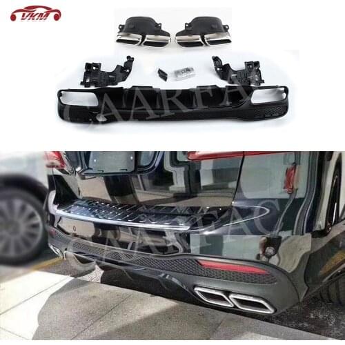 GLE Class Rear Diffuser Lip with Exhaust Tips For Benz GLE Class W166 GLE63 AMG SUV 2016 -2018 Back Bumper Trim Guard