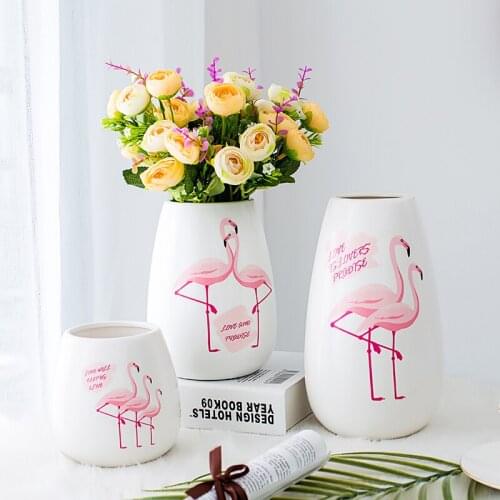 Flamingo Ceramic Vase Table Top Flower Vase Porcelain Vases Flower Pots Planters Home Decor Wedding Vases