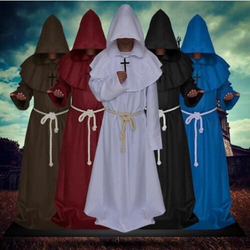 Classic Cloak Hooded Cape Robe Medieval Renaissance Monk Costume Xmas Halloween Gothic Wicca Witchcraft Larp Vampire Fancy Dress