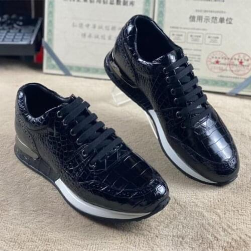Authentic Real True Crocodile Skin Male Casual Sneakers Genuine Alligator Leather High Quality Mens Fancy Lace-up Flats Shoes