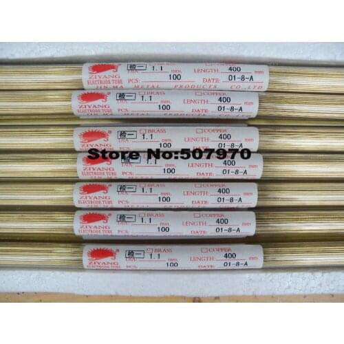 Ziyang Brass Electrode Tube Single Hole OD1.1*400mm for EDM Drilling Machine