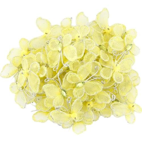 Magideal 50pcs/Lot 3x2cm Wired Mesh Stocking Glitter Butterflies Wedding Party DIY Crafts Decoration