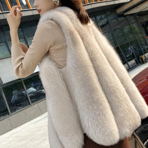 Fur Coat Artificial Fur Faux Fur Sleeveless Jacket Women Winter 2020 Warm Fur Vests Leather Female Oversize Fox Fur Overcoat