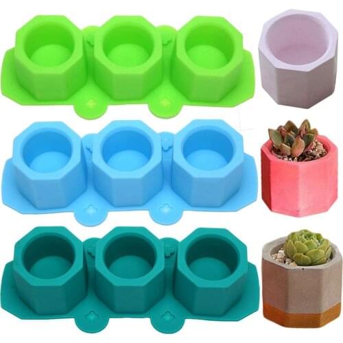 Mini Octagon Flower Pot Silicone Molds Succulent Plant Planter Pot Moulds DIY Craft Molds For Concrete Cement Plaster Clay