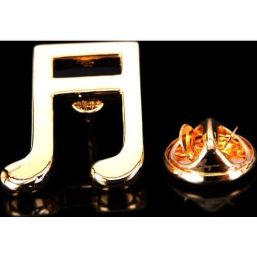 Classic style high quality electroplated gold music symbol Brooch mens Lapel Pin suit backpack badge jewelry retail wholesale