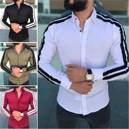 New Men Luxury Long Sleeve Casual Formal Blouse Slim Spring Business Slim Fit Shirts Blouse Top Plus Size