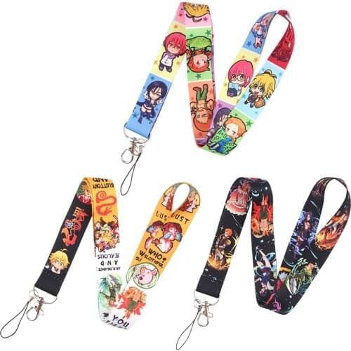 Ransitute R1130 Seven Deadly Sins Cartoon Style Anime Lovers Key Chain Lanyard Neck Strap For USB Badge Holder DIY Hang Rope