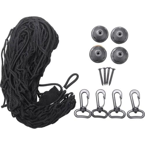 Adjustable 90x40 CM Universal Envelope Car Trunk Luggage Storage Cargo Net - Universal Stretchable Truck Net with 4 Hooks