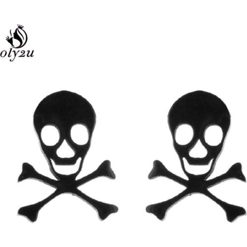 Vintage Ghost Pirate Skull Stud Earrings Motorcycle Party Punk Earing Black Stainless Steel Skeleton Ear Piercing Hallowmas Gift