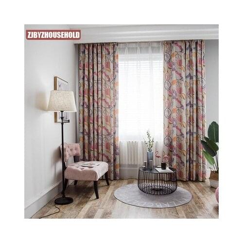 Modern Simple Curtains for Living Room Dining Bedroom European Style Childrens Room Curtains Polyester Cotton Printed Curtains