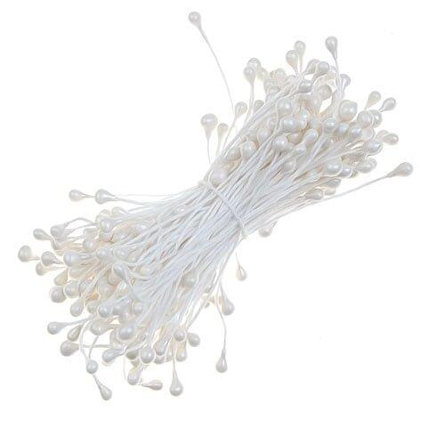 Sweet Center 170Pcs Pearl Double-Tipped Stamens for Flower Making - White
