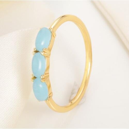 Vintage Summer Blue Rings Fairy Friends blue Stone Metal Finger Rings Korea Fashion Rings for Women Girl Wedding Party BFF