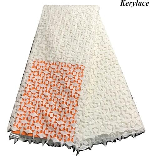 High Quality 5 Yards Off White Lace Guipure Cotton Fabric Nigerian Cord Lace African Wedding Party Dress KRL-1094