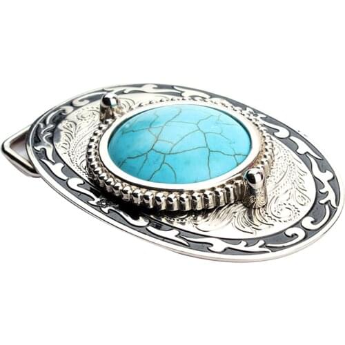Adult Womens Western Belt Buckles, Native Turquoise Stone Belt Buckle