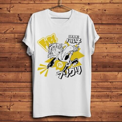 Fooly Cooly FLCL Haruko Funny Anime t shirt Homme New White Short Sleeve Men Casual Tshirt Unisex Harajuku Manga Streetwear Tee
