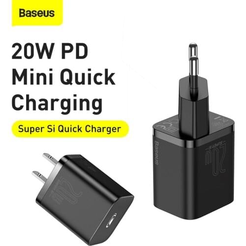 Baseus PD 20W Charger EU US Quick Fast Charge QC3.0 USBC Type C Charger Travel For iPad Pro Air iPhone 12 mini 11 Pro Max Xs X