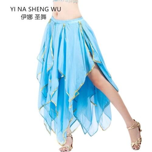 Lady Women Belly Dance 16 leaf Skirt With chiffon bellydance Waist Adult chiffon performance dancing skirt Dance Wear team