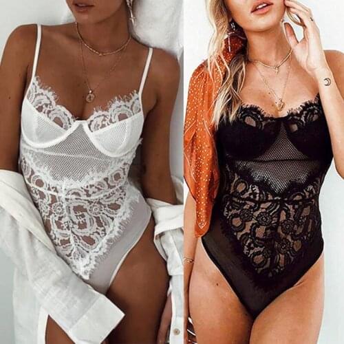 2020 NEW Women Lace Sexy Lingerie Bodysuits V neck Nightwear Underwear Sleepwear Babydoll Sleepwear Bra Set