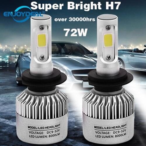 2pc Super Bright COB H7-S2 8000LM 72W LED Car Auto Headlight Fog Light Lamp Bulb 9 to 32V Automobiles Part Lamp Bulb