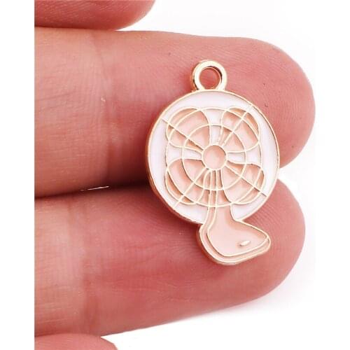 20PCS 22*15mm Gold Tone Alloy enamel Electric fan pendant charm Necklace Accessories Jewelry Findings Handmade DIY Bracelet