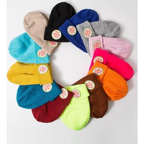 2020 Couples' Caps Knitted Hat Womens Woolen Cap Soft Beanies Men Autumn Winter Letter Japanese Harajuku Melon Hat Korean Style