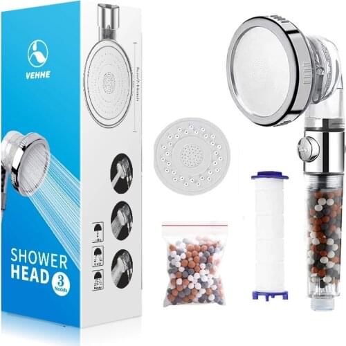 3 Modes Replaceable Panel Water Saving SPA Shower Head Set Filter Spray Nozzle High Pressure Showerheads Bathroom with Gift Box