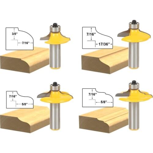 4pcs/set Bit Drawer Front & Cabinet Door Front Router Bit Set-1/2" Shank