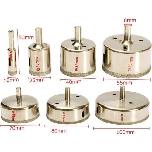 7pcs/set Diamond Coated Hole Saw Tile Ceramic Glass Marble Granite Core Drill Bit Cutter 10-100mm