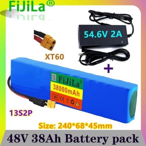 48V 38Ah 13S2P 18650 battery pack 1000W high power batteries 54.6V 38000mAh Ebike electric bicycle BMS with Charger XT60
