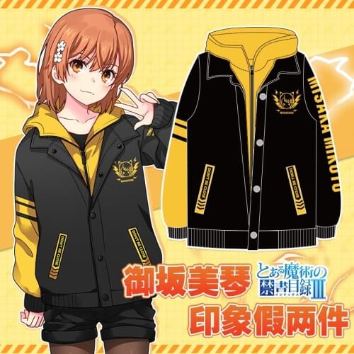 Anime A Certain Magical Index Misaka Mikoto Cosplay Unisex Hoodie Jacket Hooded Coat Long Sleeve T-shirt Sweatshirt Autumn Tops