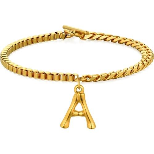 BONISKISS Initial Bracelets Bangles A-Z 26 Letters Initial Charm Love Bangle for Women Men Jewelry Christmas gifts Wholesale