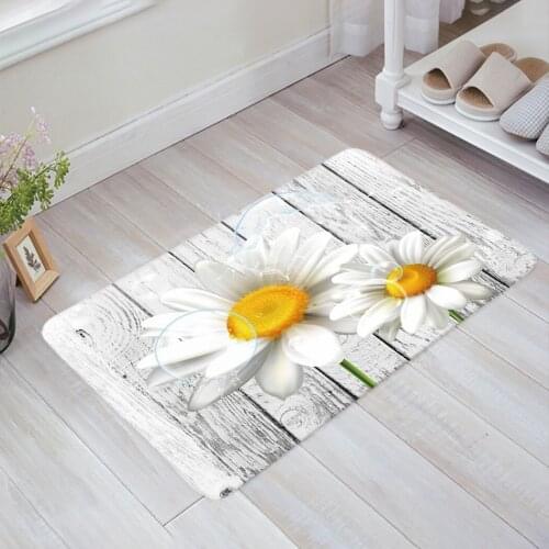 Daisy Waterdrop Wood Grain Doormat Non-slip Rug Soft Bath Mats Bathroom Supplies Carpet Living Room