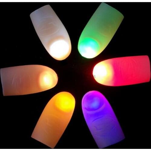 DHL 500pair Novelty LED Light Flashing Fingers Magic Trick Props Kids Amazing Fantastic Glow Toys Children Luminous Gifts