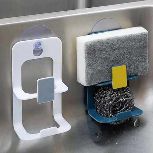 Double Layer Suction Cup Sink Drain Rack Wall Sucker Drying Holder Kitchen Sponge Storage Sink Soap Stand Dish Cloth Organizer