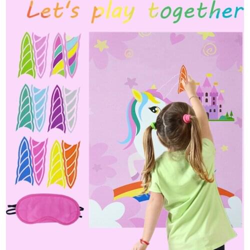 Unicorn Theme Party Supplies Kids Brithday Family Jigsaw Game Handmade DIY Unicorn Background Sticker Boy Girl Baby Shower Favor