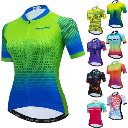 JPOJPO 2021 Cycling Jersey Women Breathable MTB Bike Jersey Shirt Quick Dry Bicycle Clothing Anti-UV Cycling Clothes Maillot