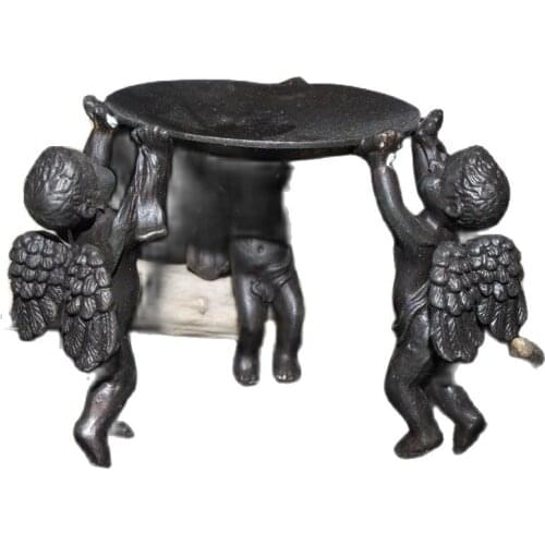 China Old Beijing Old Goods Pure Copper Angel Modeling Wax Table Lampstand