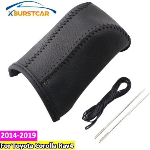 Xburstcar Leather Gear Shift Collars Fit for Toyota Corolla Rav4 Rav 4 2014 - 2019 Accessories AT Gear Head Shift Knob Cover
