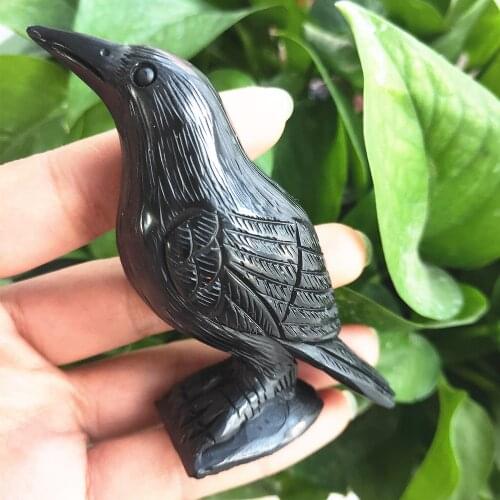 Crystals Animal Natural obsidian crystal bird Corvus black obsidian Quartz crow Healing Gift