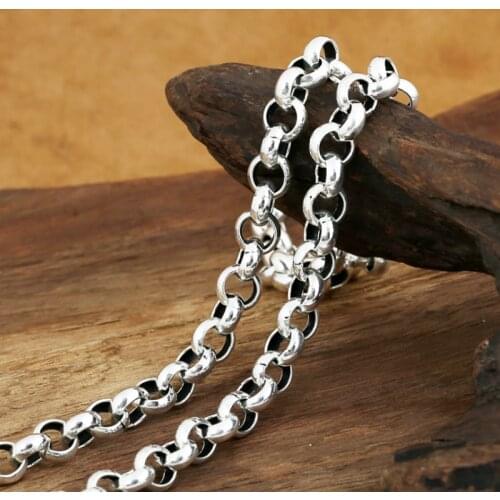 8mm Genuine Solid Sterling Thai Silver O Links Chain Men Heavy Necklace A4615