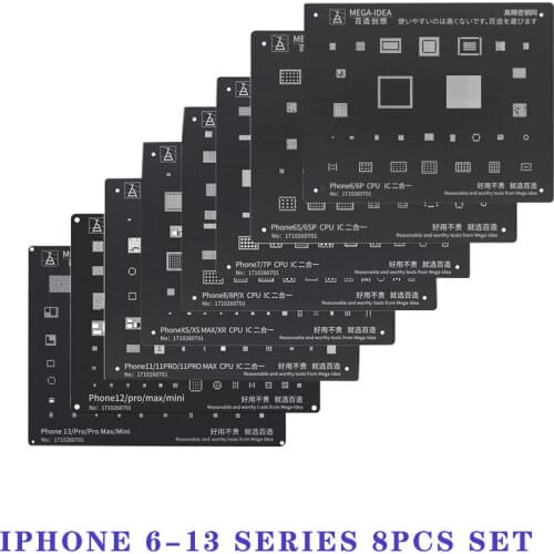 IPhone 11 11Pro XS XS MAX XR X 8P 8 7P 7 6S 6 CPU IC Chip Tin Planting Soldering NetBlack Steel BGA Reballing Stencil Kit for