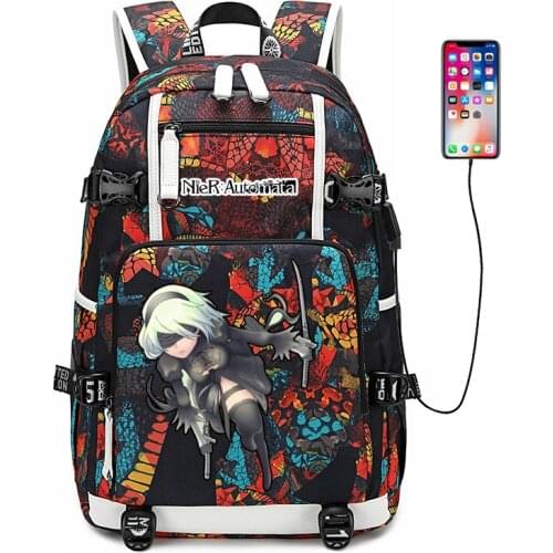 NieR:Automata Game Backpack Large Travel Bagpack Canvas School Bags for Teenage Girls Nylon Laptop Backpack 2B Sexy Women Rugzak