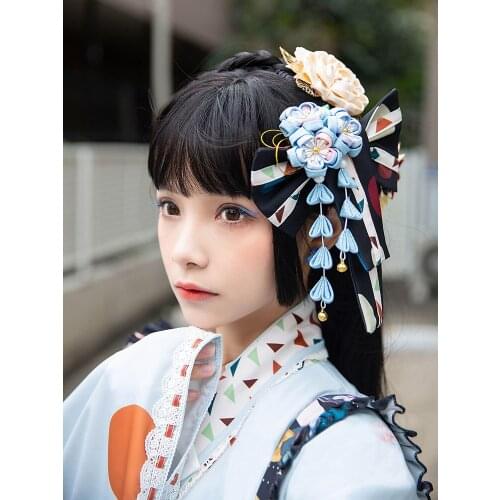 New！Japanese summer handmade cloth hairpin cotton clip kimono cosplay headdress accessories