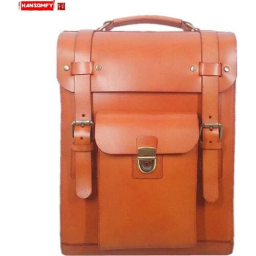 New Handmade Leather Backpacks British College Backpack for Men and Women Couples Bag, Large Capacity Computer Backpack, Retro