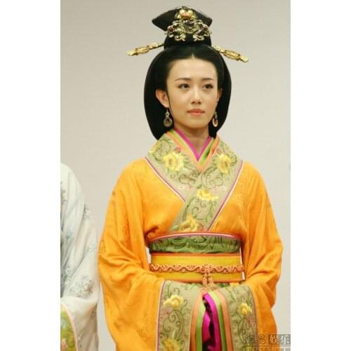 New TV Play Legend of XiShi Beauty Aesthetic Embroidery Hanfu Quju Yellow Costume