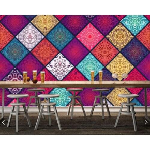 Papel de parede Vintage ethnic pattern 3d wallpaper,living room bedroom kitchen wall papers home decor restaurant bar mural