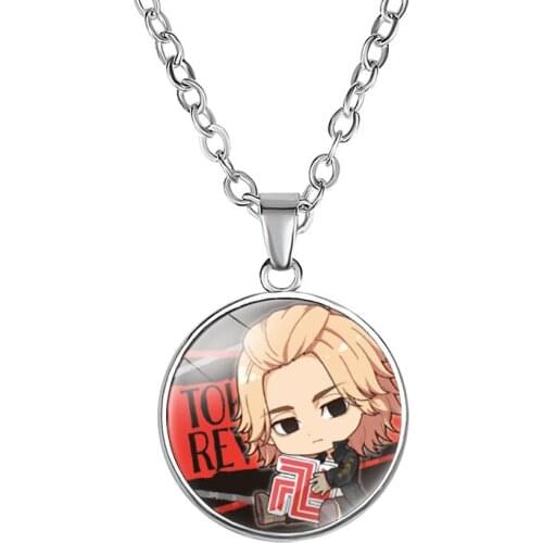 Anime Tokyo Revengers Necklace Manjiro Ken Hinata Atsushi Chibi Glass Cabochon Pendant Jewelry