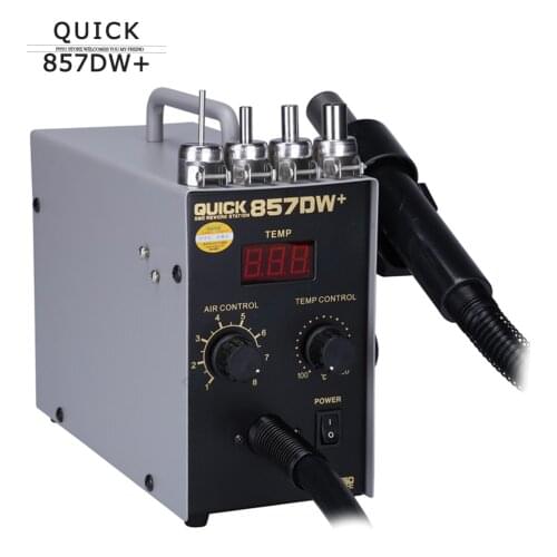QUICK 857DW+ 580W Hot Air Gun Station with Heater Bga Rework Station SMD Rework Soldering Station