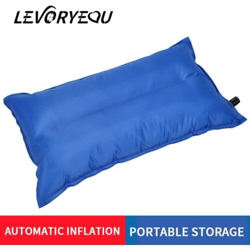 Panbu Portable Inflatable Pillow Travel Air Cushion Double Sided Flocking Cushion Camp Beach Car Plane Hotel Head Rest Bed Slee